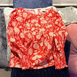 Red Floral Blouse